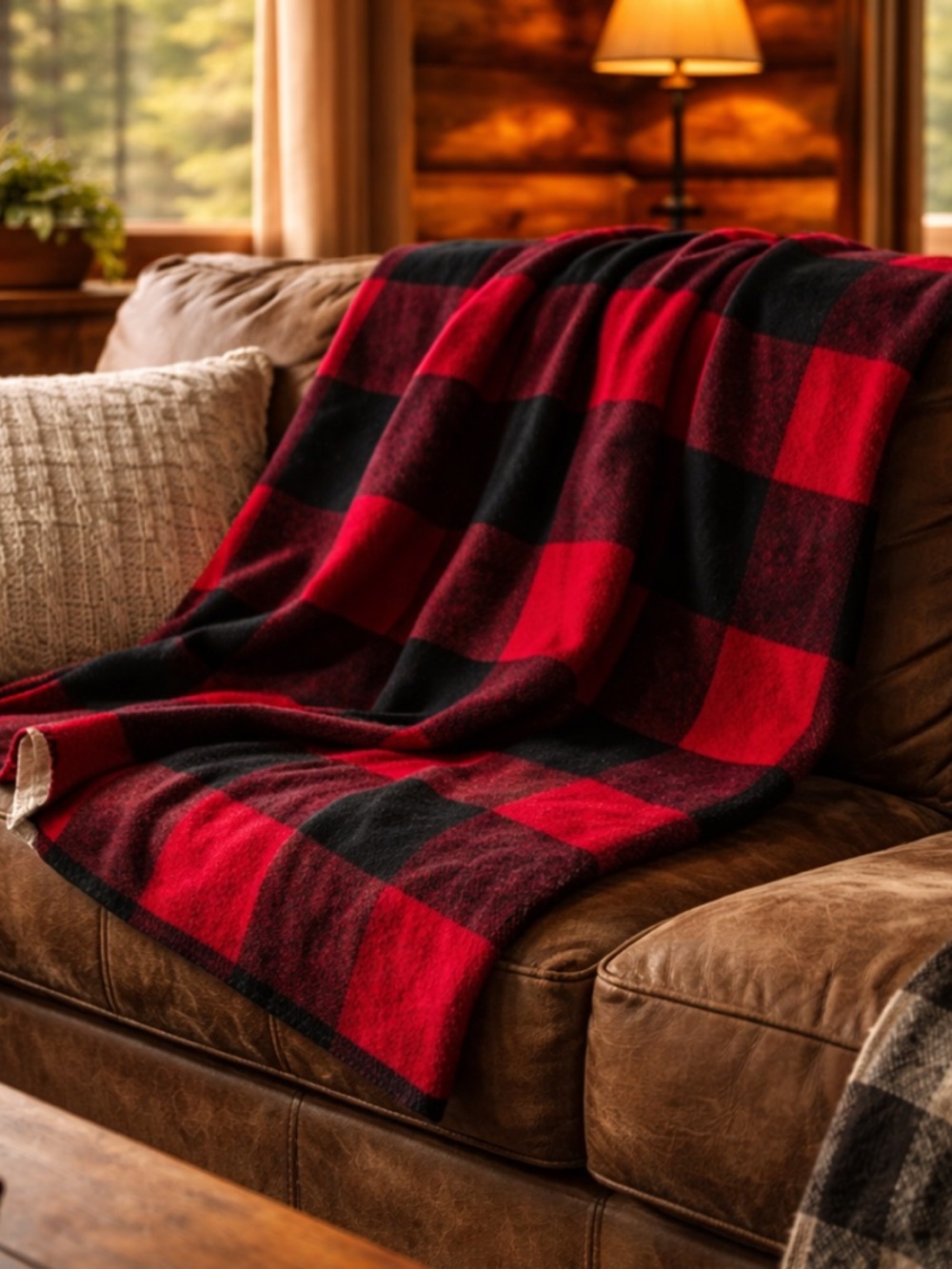 Vintage Woolrich Red/Black Rustic Buffalo Plaid Wool Throw Blanket- Size 50x60 - Picture 4 of 5